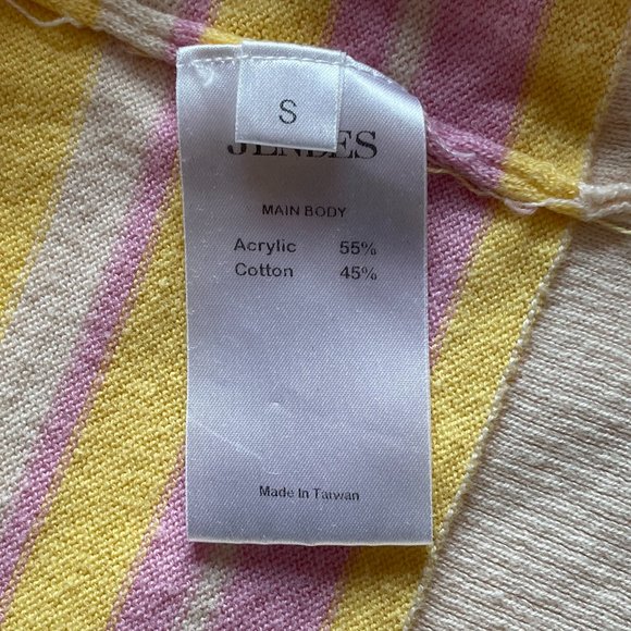 JENDES The System Destroyer Blue Soft Knit T-shirt with Yellow Pink Stripes S - Picture 5 of 5